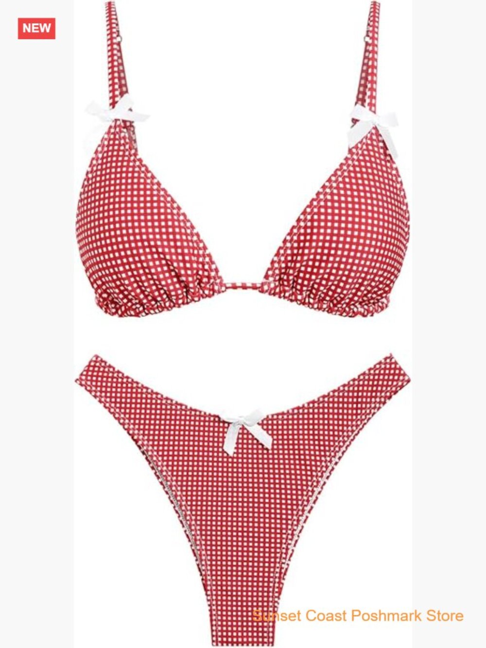 Bikini Set Tie Back Bowknot Triangle Thong Two Piece Swimwear Bathing Suit